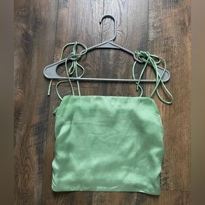 Satin Green Bowtie Top
